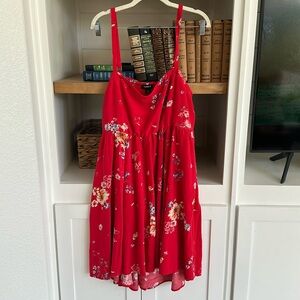 Torrid size 1 Hot Pink Floral Summer Dress with Straps and Pockets